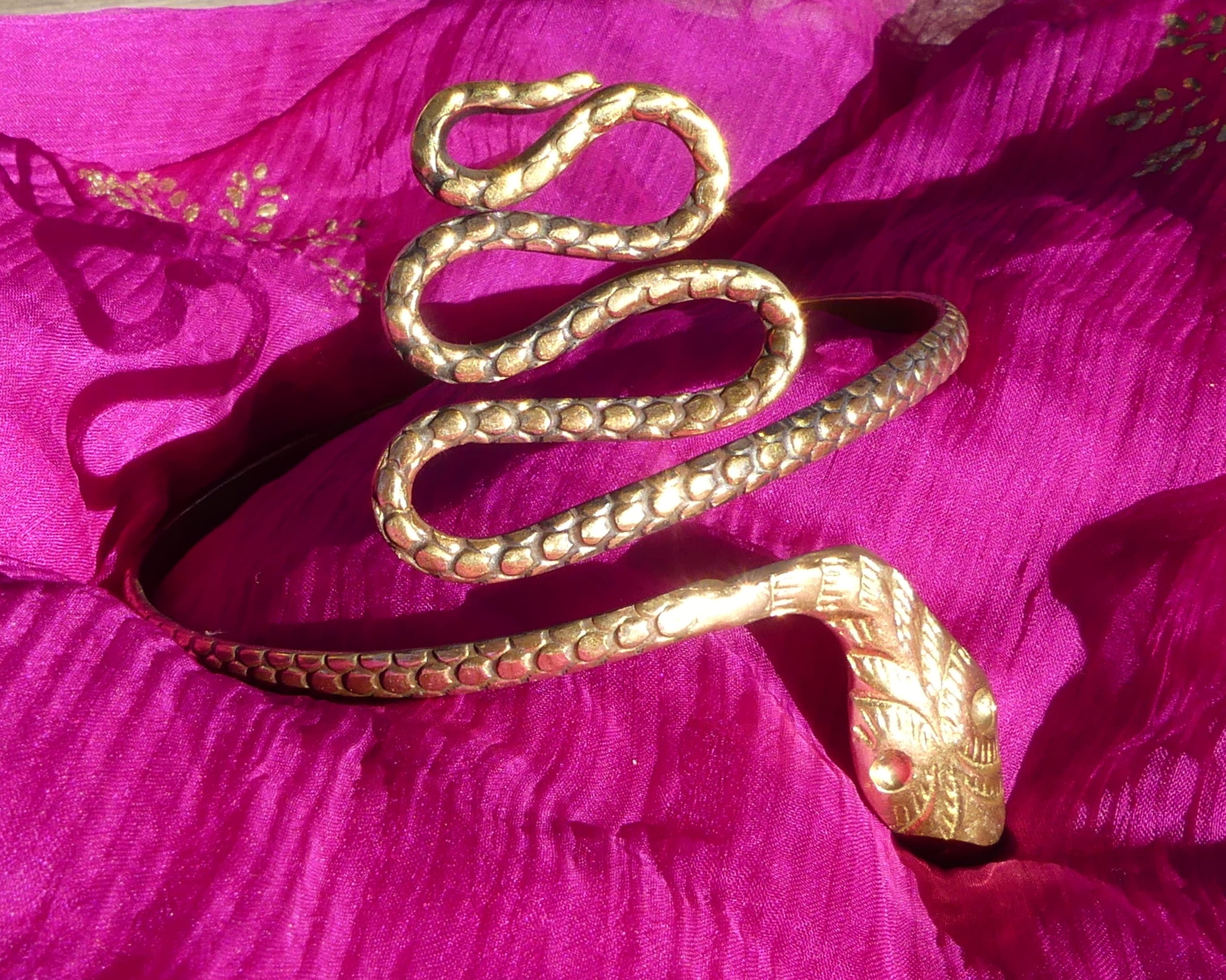 Golden Snake Bracelet Snake Bracelet Brass Bracelet Etsy