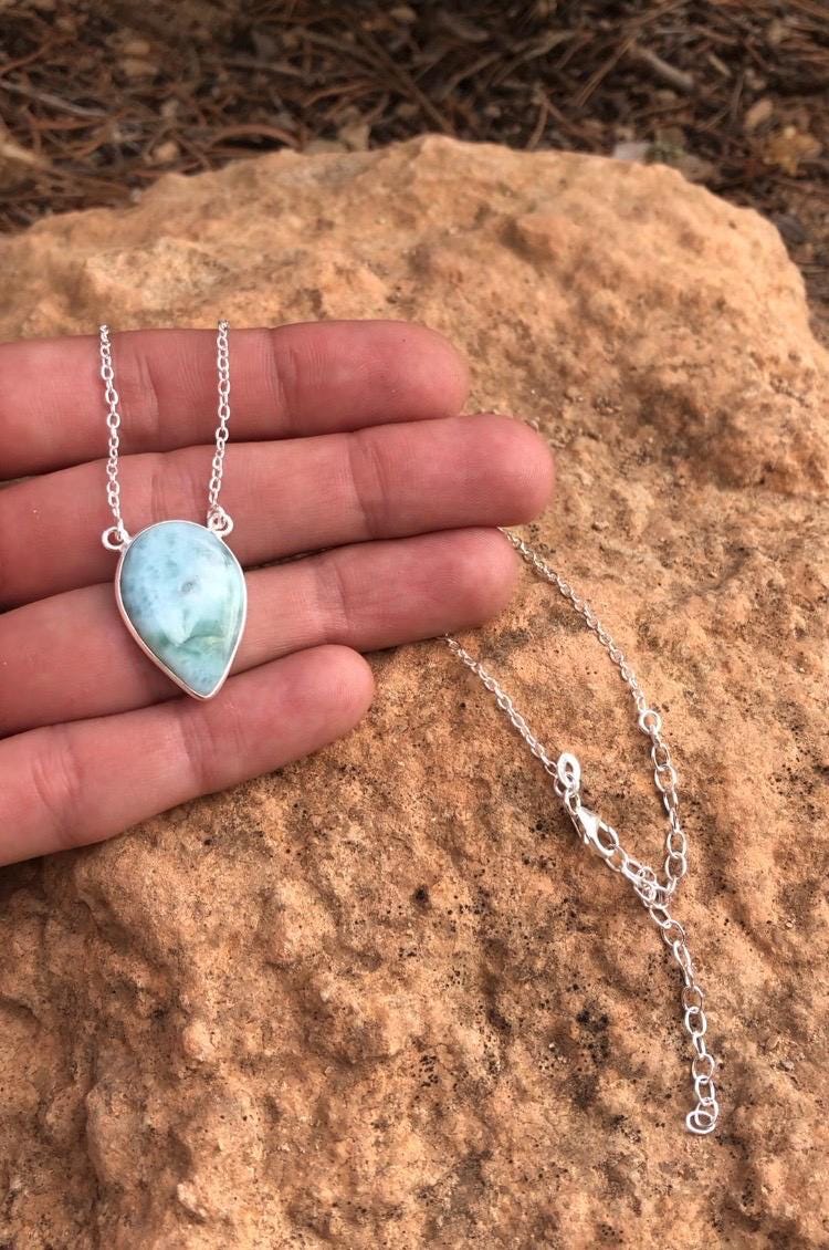 ラリマーネックレス、ラリマー付きシルバーネックレス、ブルージェム