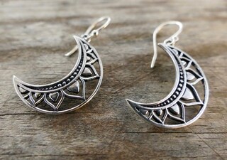 Orecchini A Luna Philip Jones - Placcati In Argento, Ipoallergenici, 8mm