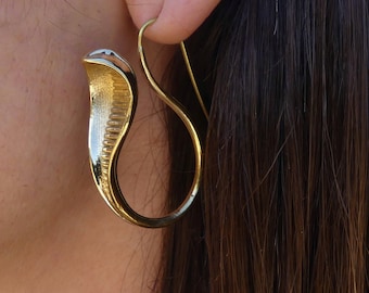 Snake earring, sterling brass earrings, snake hoops, cobra earring, shiva earring, gift for woman, gold snake earring, golden hoops, shiva