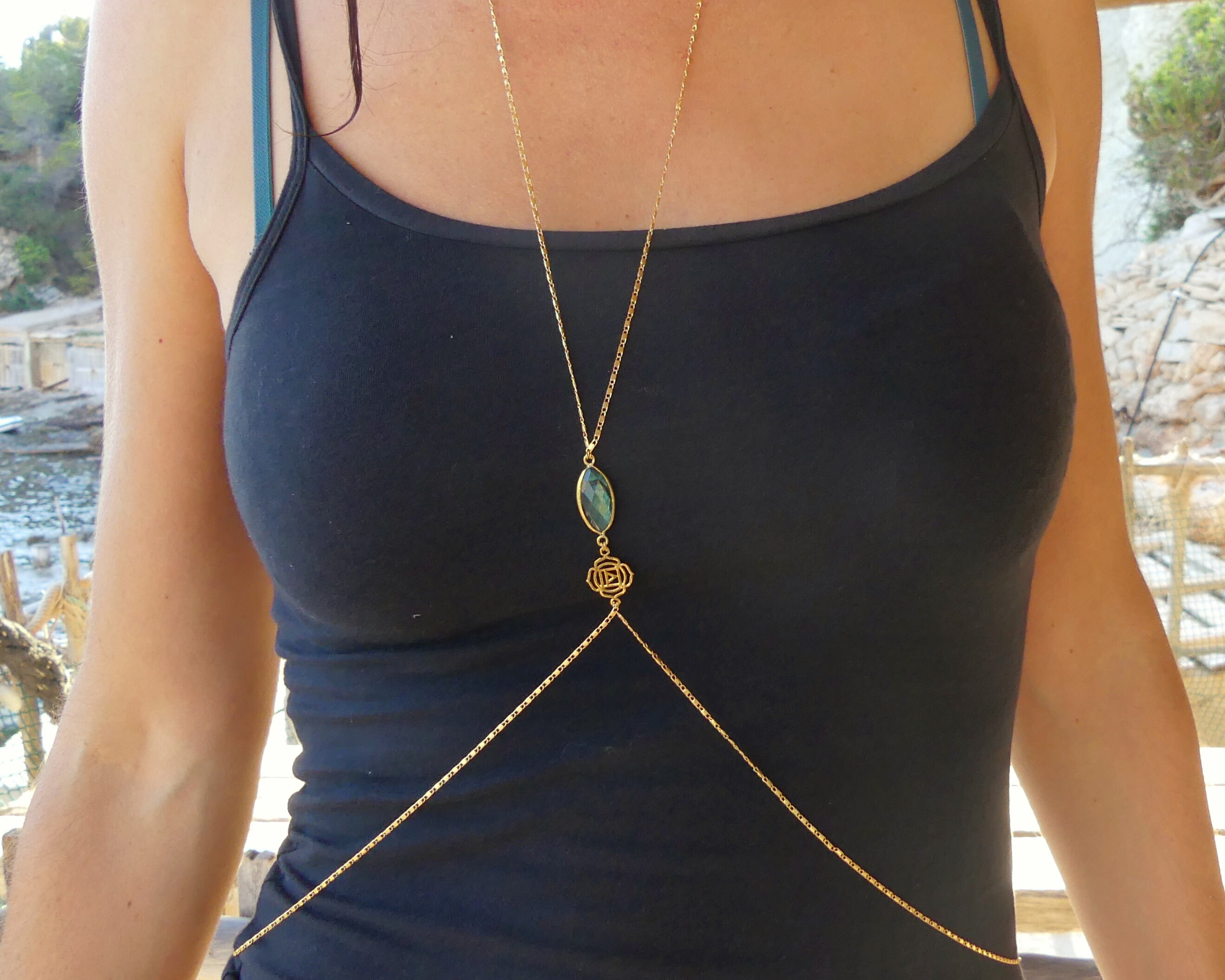 Gold plated body jewelry labradorite body jewelry chakra Etsy