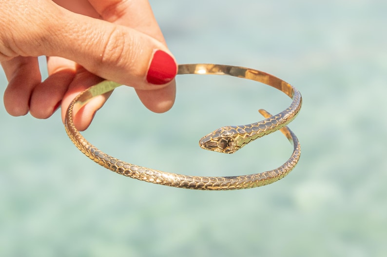 Ormarmmanschett, förgylld ormarmmanschett, ormarmband, gyllene orm för arm, kundaliniarmband, ormarmband, ormsmycken bild 5