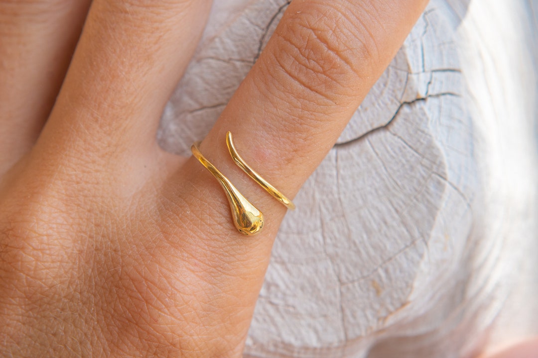 Minimal Snake Ring, Small Snake Ring, Golden Snake Ring, Adjustable