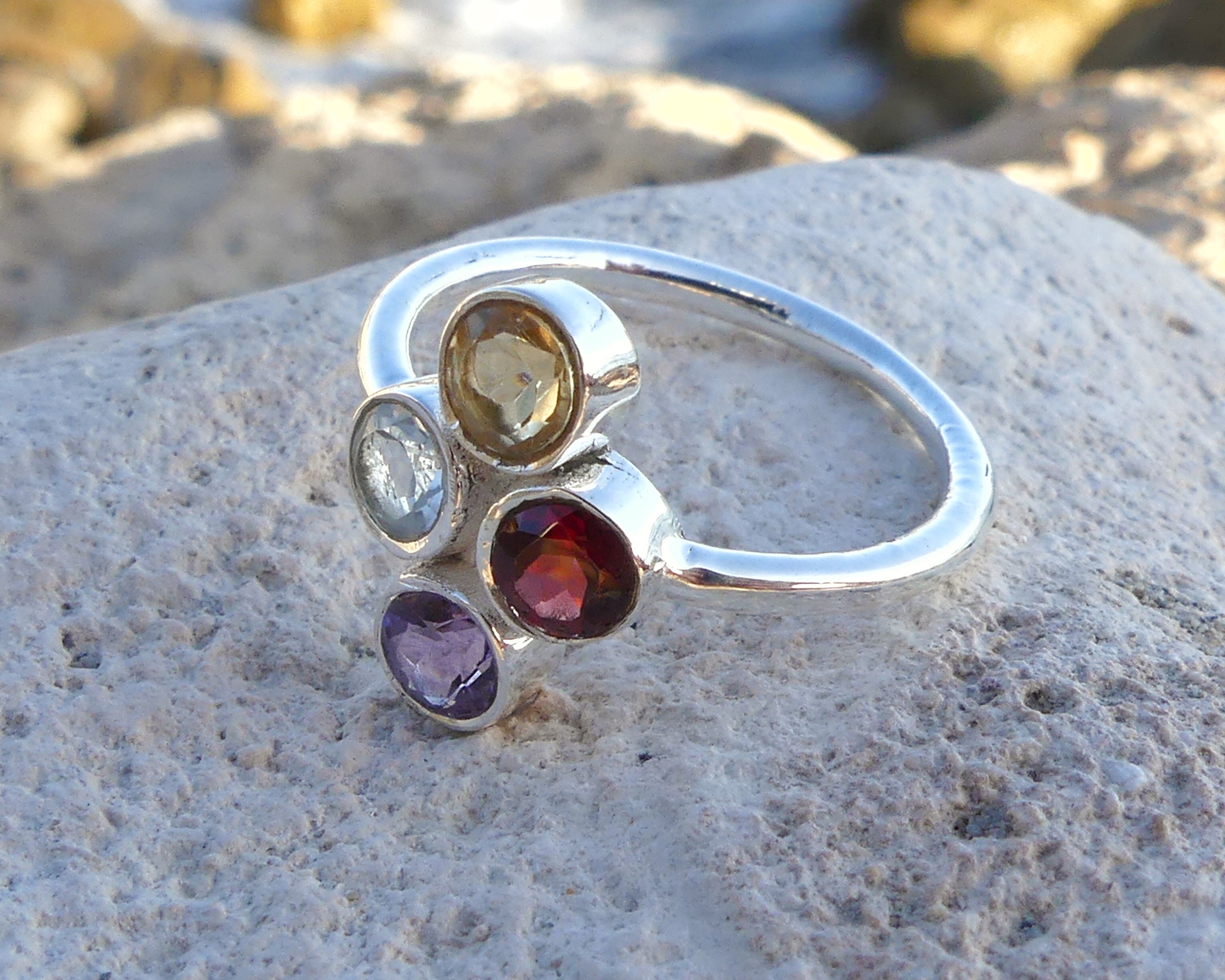 Silberring mit Edelsteinen Sterling Silber Ring Multi Etsy.de