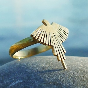 Bague dorée, bague fenix, bague aigle, bague en laiton, bague pour femme, bague spéciale, belle bague, bague en laiton pour femme, fenix, aigle, bague