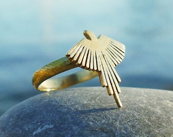 Golden ring, fenix ring, eagle ring, brass ring, ring for woman, special ring, beautiful ring, brass ring for woman, fenix, eagle, ring