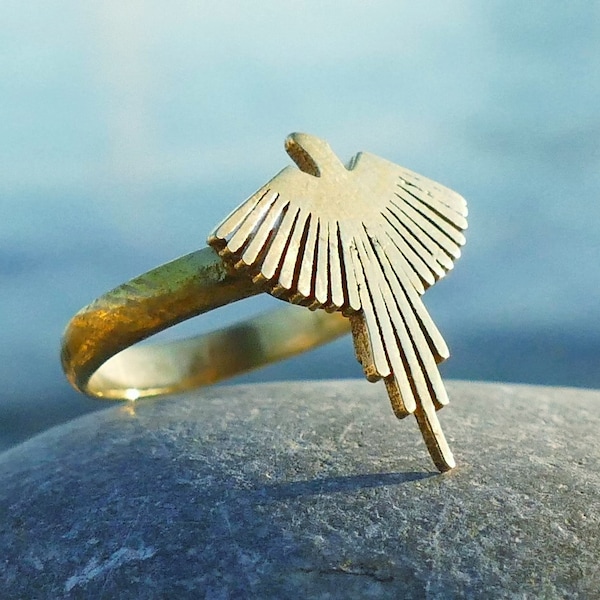 Golden ring, fenix ring, eagle ring, brass ring, ring for woman, special ring, beautiful ring, brass ring for woman, fenix, eagle, ring