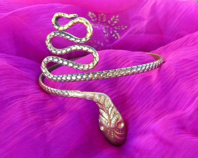 Golden Snake Bracelet Snake Bracelet Brass Bracelet Etsy