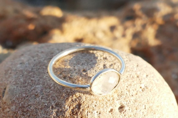 Simple silver ring with stone deals