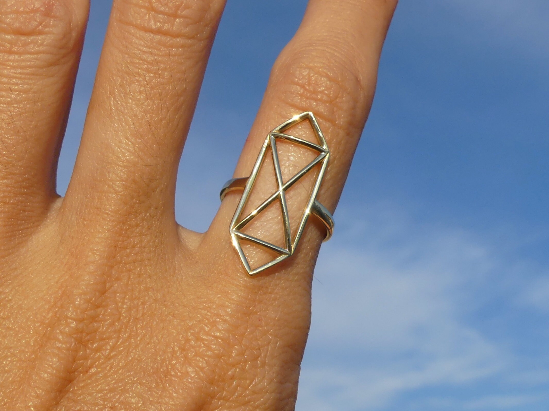 Symbol Ring Golden Symbol Ring Sterling Brass Ring Cross Etsy UK