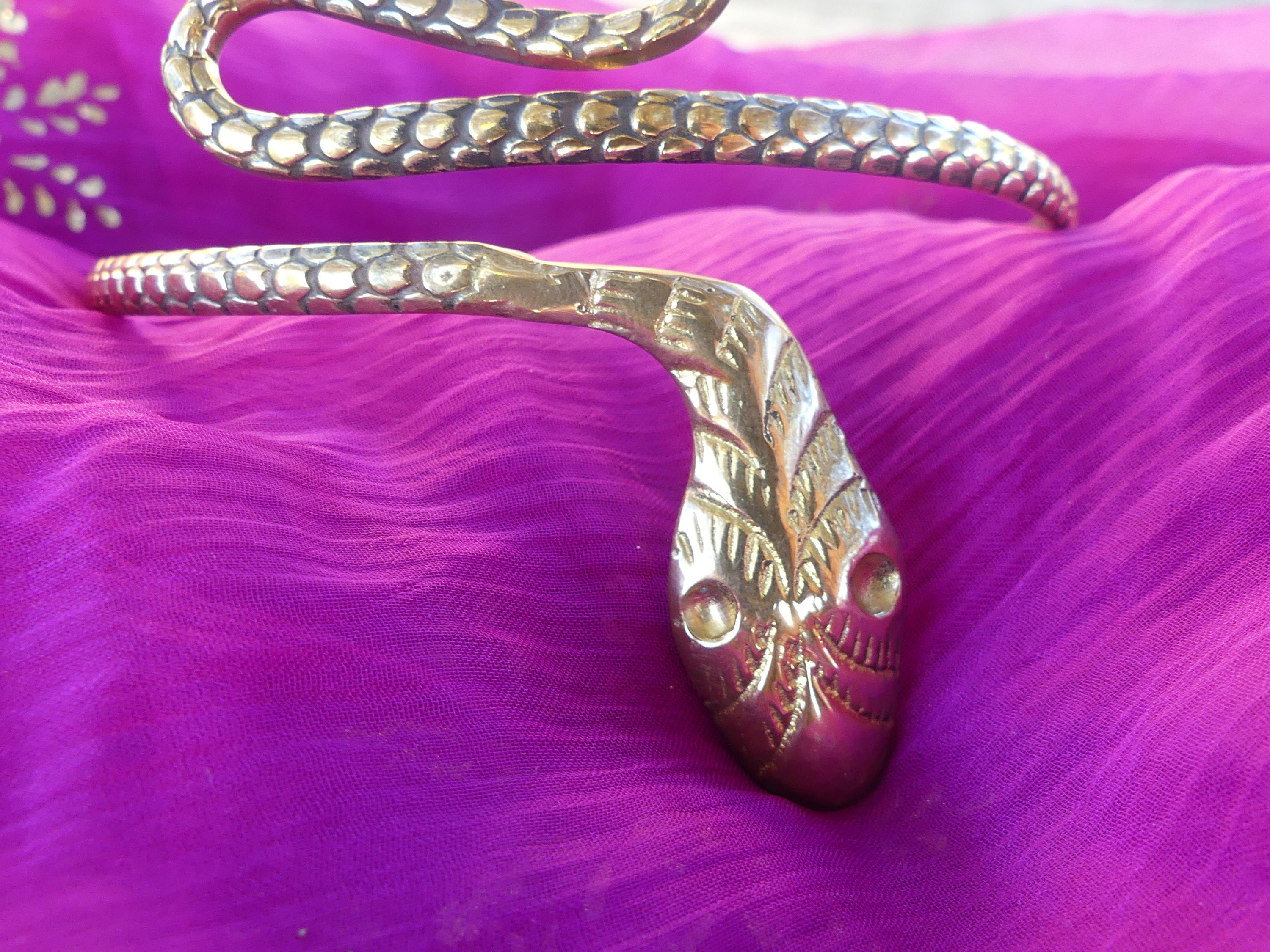 Gold Adjustable Snake Bracelet for Women: Brass Bracelets Gold Plated Open  Bangle Snakes Cuff Wrap Bracelets with Cubic Zirconia, Punk Snake Copper