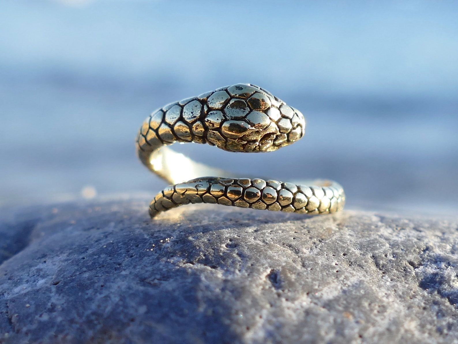 Snake Ring, Brass Ring, Sterling Brass Ring, Adjustable Brass Ring ...
