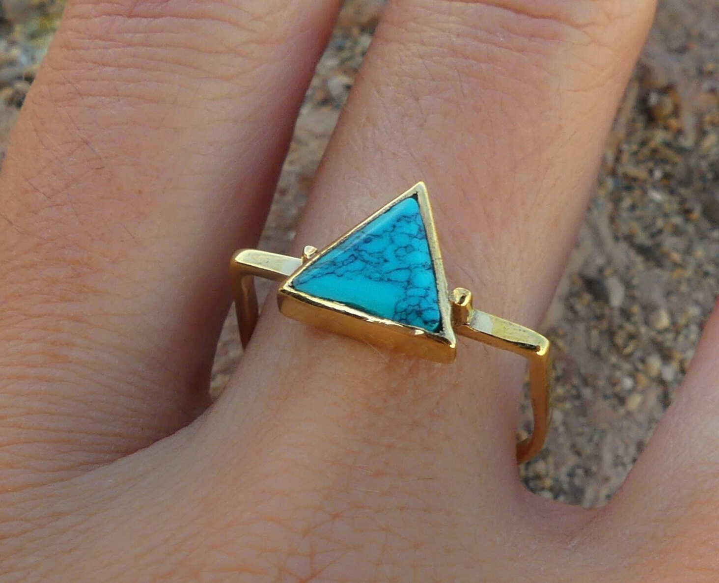 Triangle turquoise shop ring