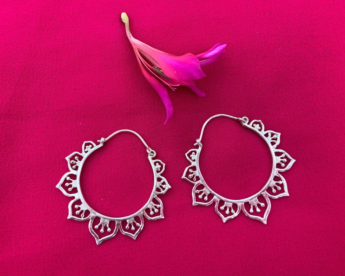 Flower earrings hoops Clearance