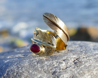 Brass feather ring/brass ring