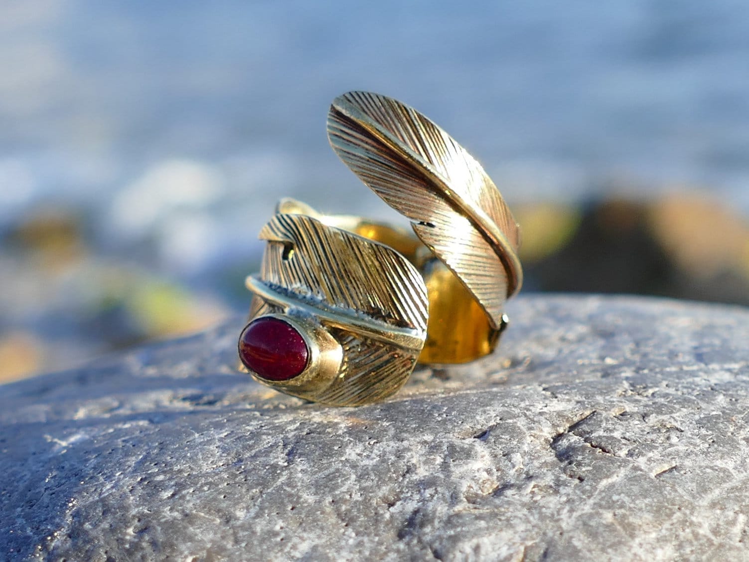Brass Feather Ring/brass Ring - Etsy
