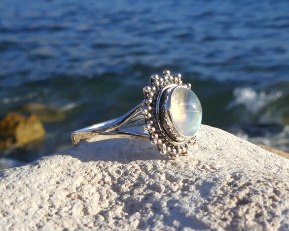 Moon Stone Silver Ring Beautiful Moon Stone Ring Sterling Silver