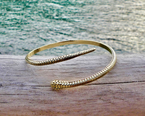 18K Gold Snake Bangle, Gothic Snake Bracelet, Dainty Snake Bangle for Women  | eBay