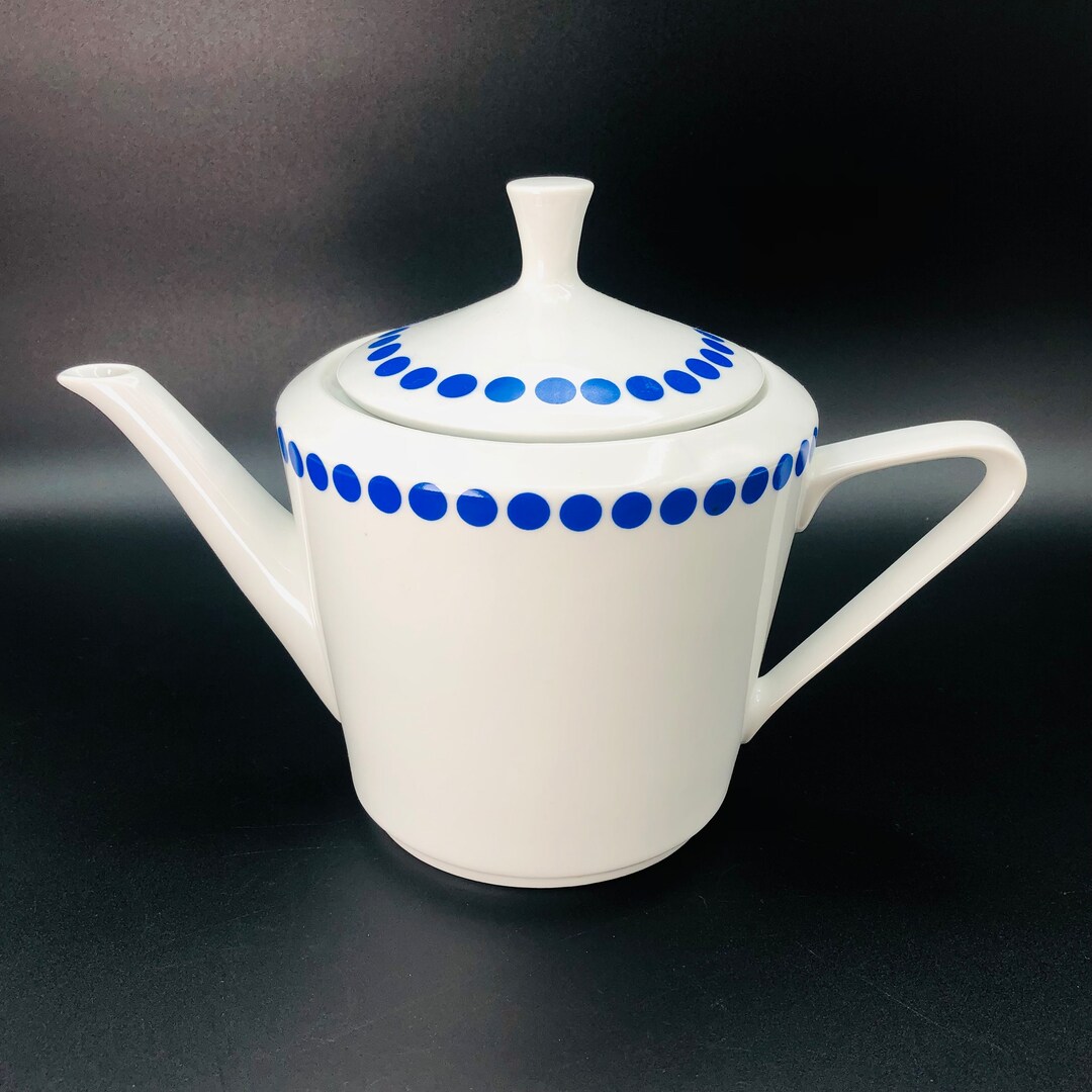 Vintage Northland Blue Polka Dot Teapot, Blue White Fine China Tea ...