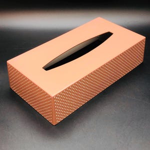 60s Polka Dots Pastel Brown Tissue Box Cover, Midcentury Kitsch Hard Plastic Utility Accent, Vintage Bathroom Decor, McGregor Made in Japan