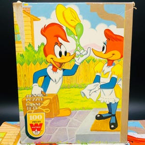 Vintage Woody Woodpecker-puzzel uit 1982: 100 stukjes, COMPLEET, GenX-stripfiguur nostalgie