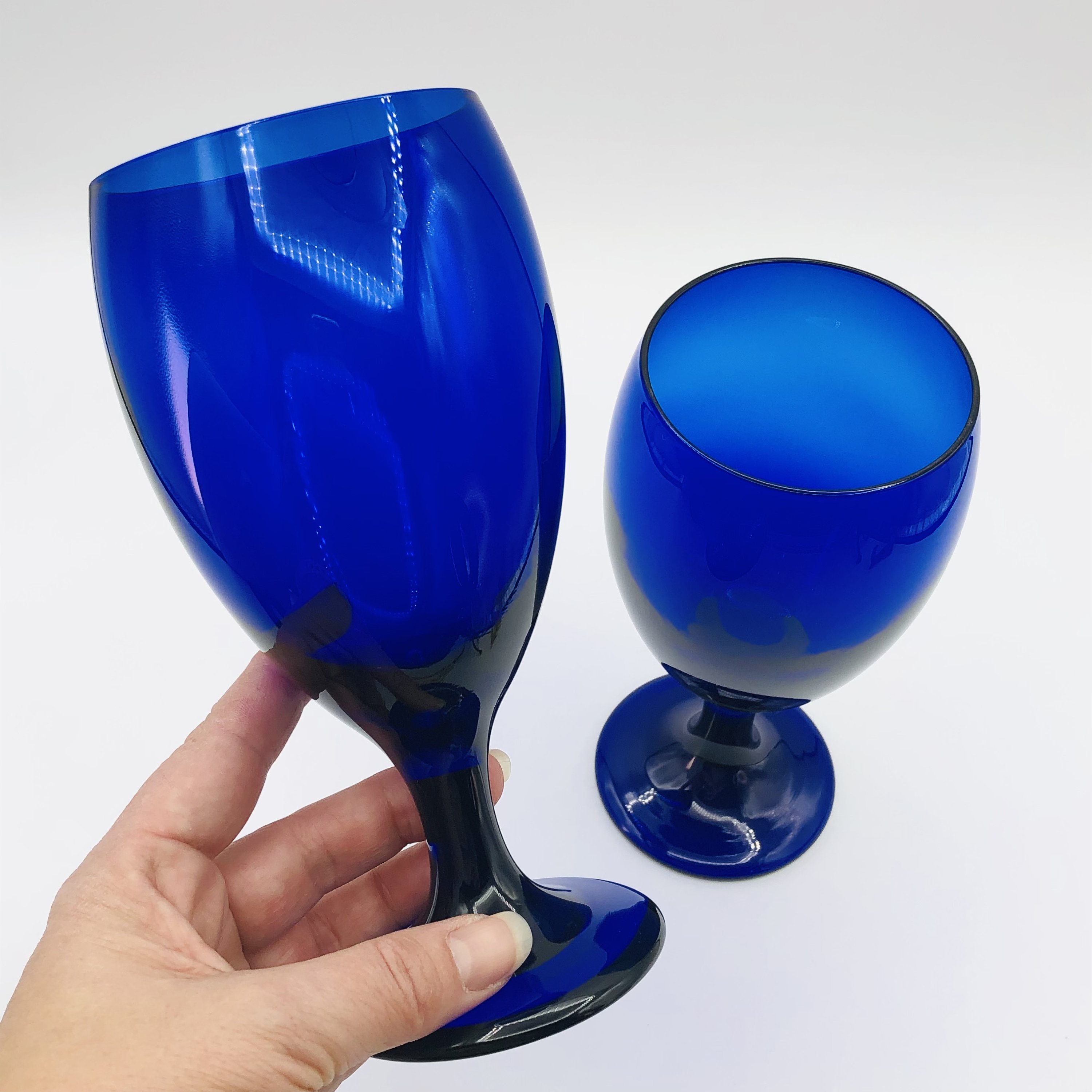 コバルトブルー カットガラス ワイングラス 4個セット コバルトブルー カットガラス ワイングラス 4個セット Cobalt