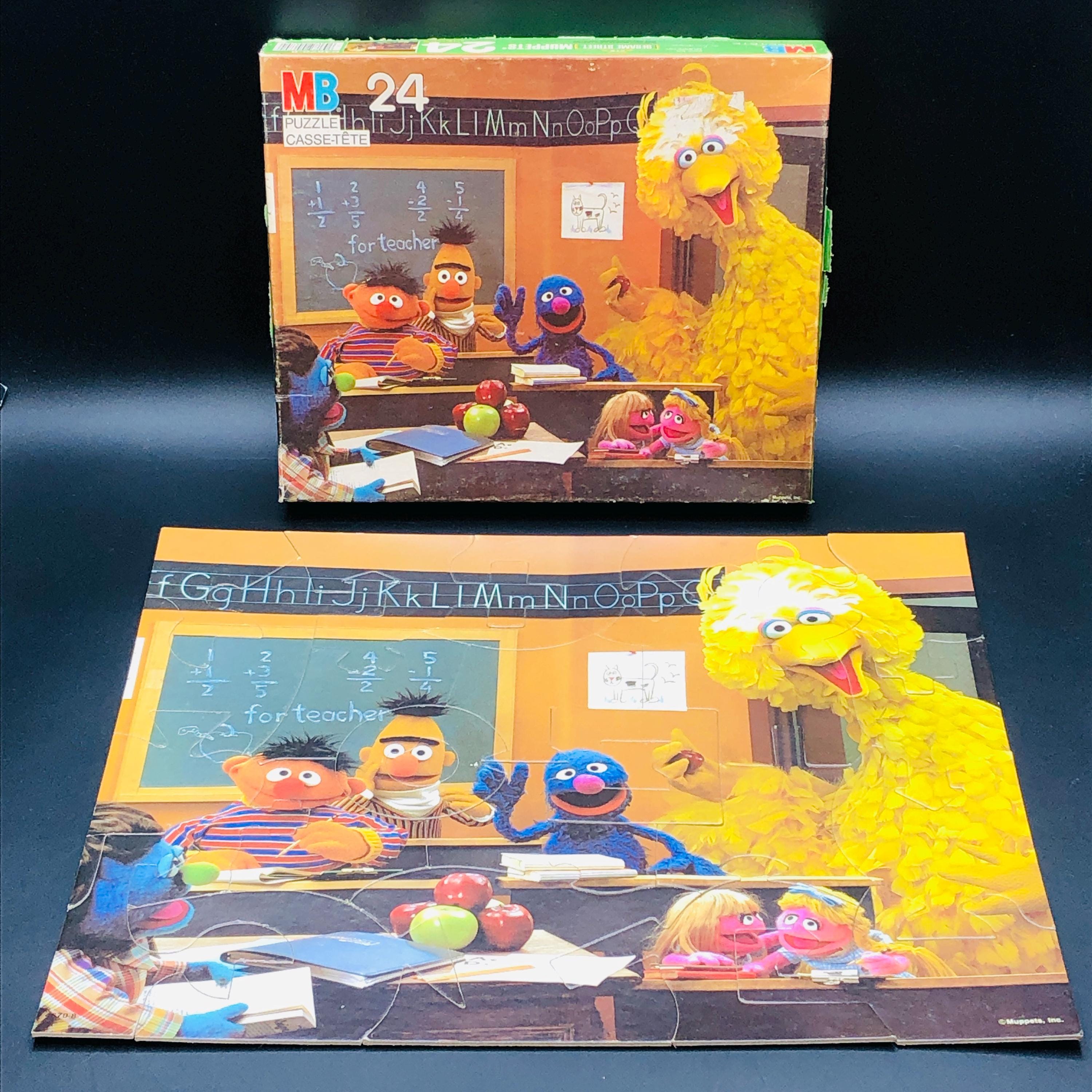 Vintage 80s SESAME STREET Classroom Jigsaw Puzzle: 24 Piece Large Weird ...