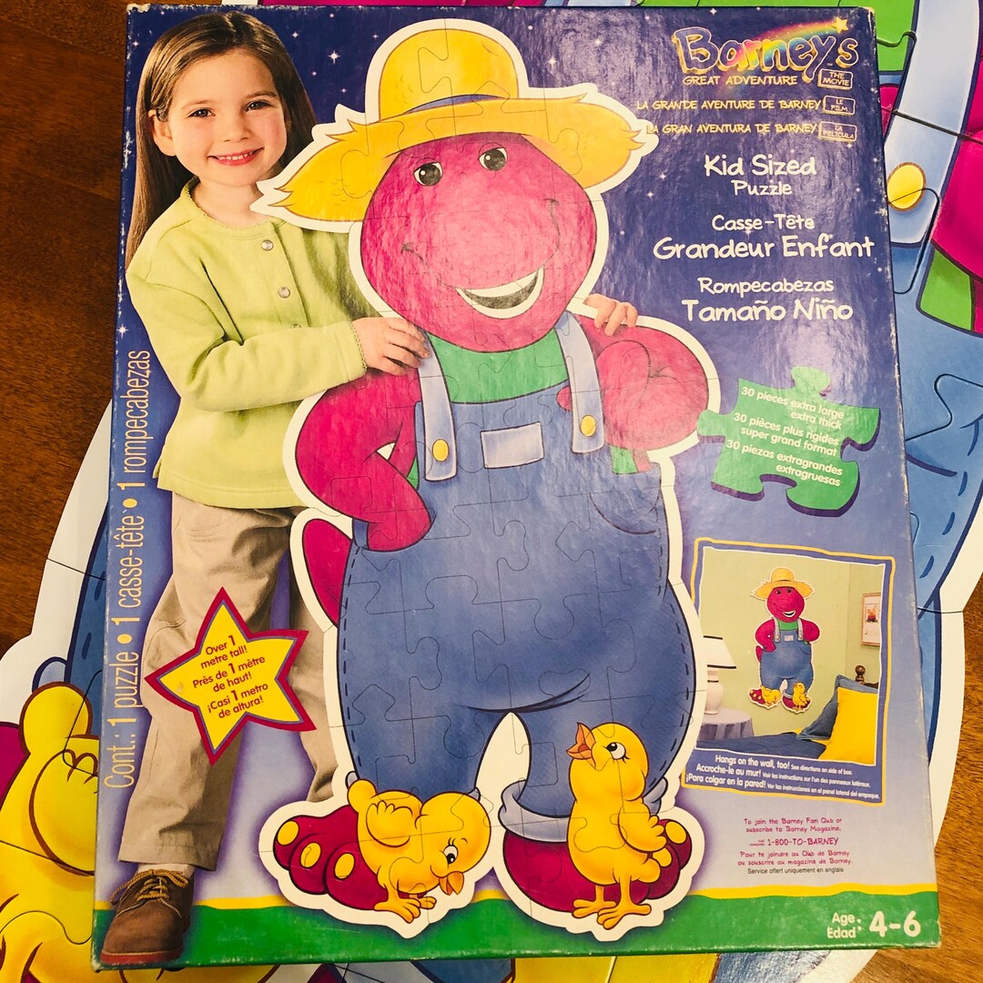 Vintage 1998 BARNEY Adventure Movie Kid Sized Floor Puzzle: Complete ...