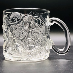 1995 BATMAN FOREVER The Riddler McDonalds 3D Glass Mug, Vintage DC Comics Character, Movie Promo Collectible, Villain Nemesis, Pop Culture
