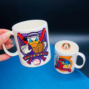 90s DONALD DUCK All Star Baseball Player Mug -SINGLE- Catcher Home Run, Vintage Walt Disney Cartoon Character, Retro Sports Athlete Gift