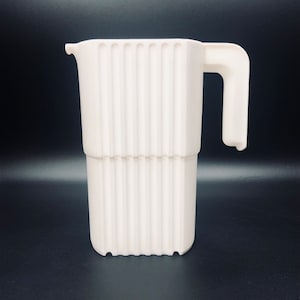 80s Groovy WHITE Milk Bag Pitcher Jug, IPL Plastic Made in Canada, Vintage Refrigerator Container, Retro GenX Nostalgia Kitchenware, Neutral