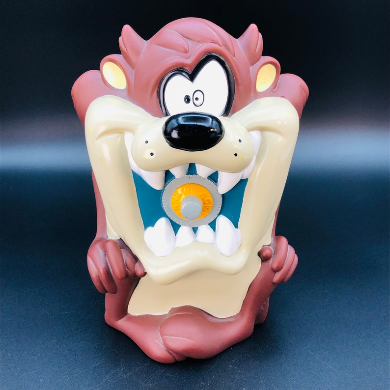 90s Tasmanian Devil Coin Bank, Retro Looney Tunes Taz Money Safe Piggy