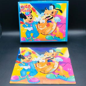 Rompecabezas vintage de Mickey Mouse Goofy Circus Show de 1989 - 48 piezas COMPLETO: Walt Disney