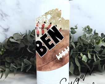 Botella de agua de béisbol y fútbol americano / Regalo de equipo / Fútbol americano / Béisbol / Dos deportes / Botella de atleta / Aislada