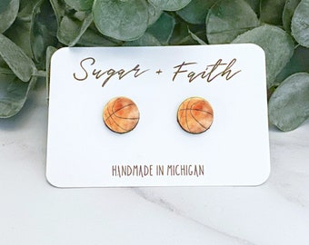 Basketball Earrings | Basketball Studs | Basketball Gift | Basketball Jewelry | Basketball Team Gifts | Basketball Wearables | Basketball