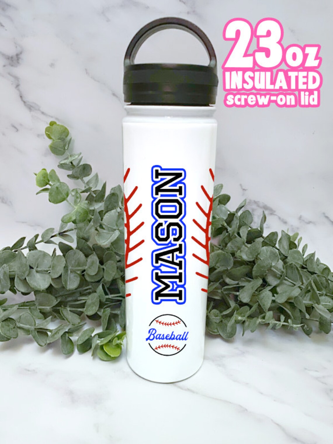 Baseball Water Bottle Team Water Bottle Aluminum Water Etsy