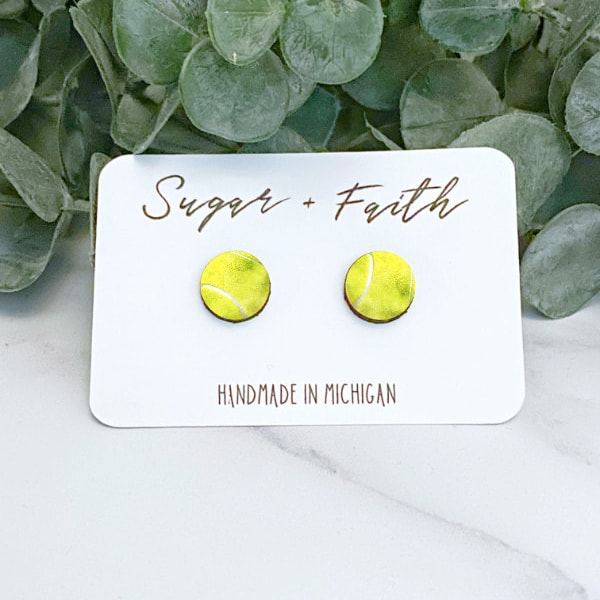 Tennis Earrings | Tennis Studs | Tennis Gift | Tennis Jewelry | Tennis Team Gifts | Tennis Wearables | Tennis | Earrings