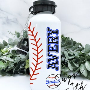 Baseball Water Bottle | Team Gift | Aluminum | Stainless Steel | Insulated | Baseball Player | Sports | Water Bottle