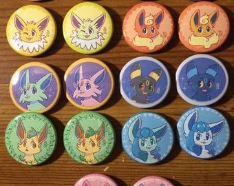 Elemental Evolution Pinback Buttons MADE TO ORDER - Video Game Inspired
