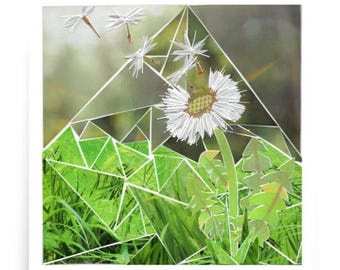 Dandelion Collage Art Print | Handmade Floral Wall Art