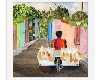 carribean wall art | bread art print | dominican republic | dominican art | colorful kitchen decor | tropical chic decor