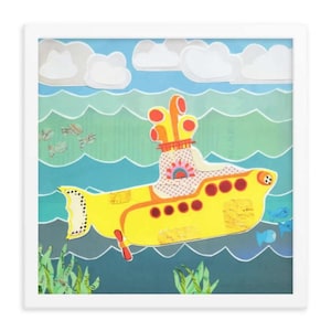 Impresión de arte de pared de los Beatles / habitación infantil con temática de los Beatles / póster de los Beatles del submarino amarillo / decoración de pared colorida / arte de los Beatles / baño para niños
