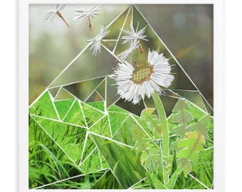 Dandelion Collage Art Print | Handmade Botanical Wall Decor