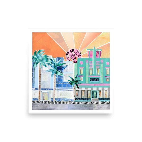 art deco print | retro miami print | pastel decor | architecture poster | art deco decor | miami beach gifts | miami beach art