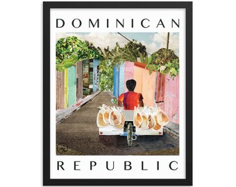 Dominican Republic travel poster | Caribbean wall art | bread art print | Dominican art | colorful kitchen decor | tropical chic decor