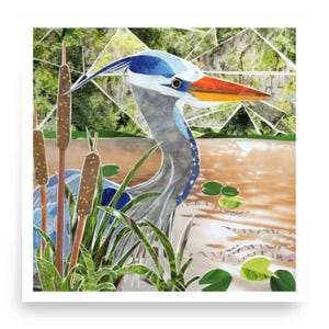arte airone azzurro / stampa airone azzurro / regalo a tema Florida / arte Everglades / decorazioni costiere / stampa parco nazionale