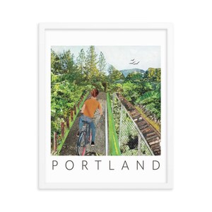 portland poster | portland or art print | unique collage art oregon travel print | portland gift