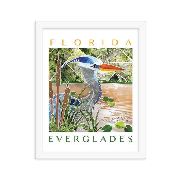 great blue heron art | bird art print | beach house decor | florida everglades art print | bird gifts | blue heron bird print