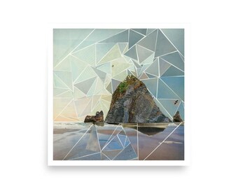 stampa di roccia pagliaio / opera d'arte della costa dell'Oregon / arte murale di roccia dell'Oregon