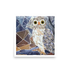 owl nursery print | snow owl print | owl art prints | owl collage nursery art | woodland nursery art | cottage core | owl classroom decor